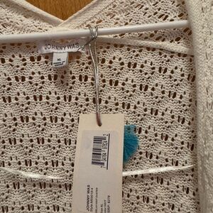 Johnny Was Ivory Crochet Knit sweater long